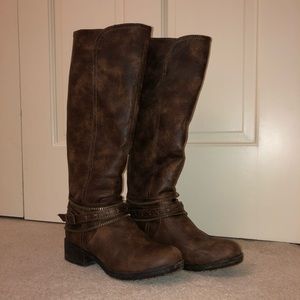 Distressed Knee-High Boots